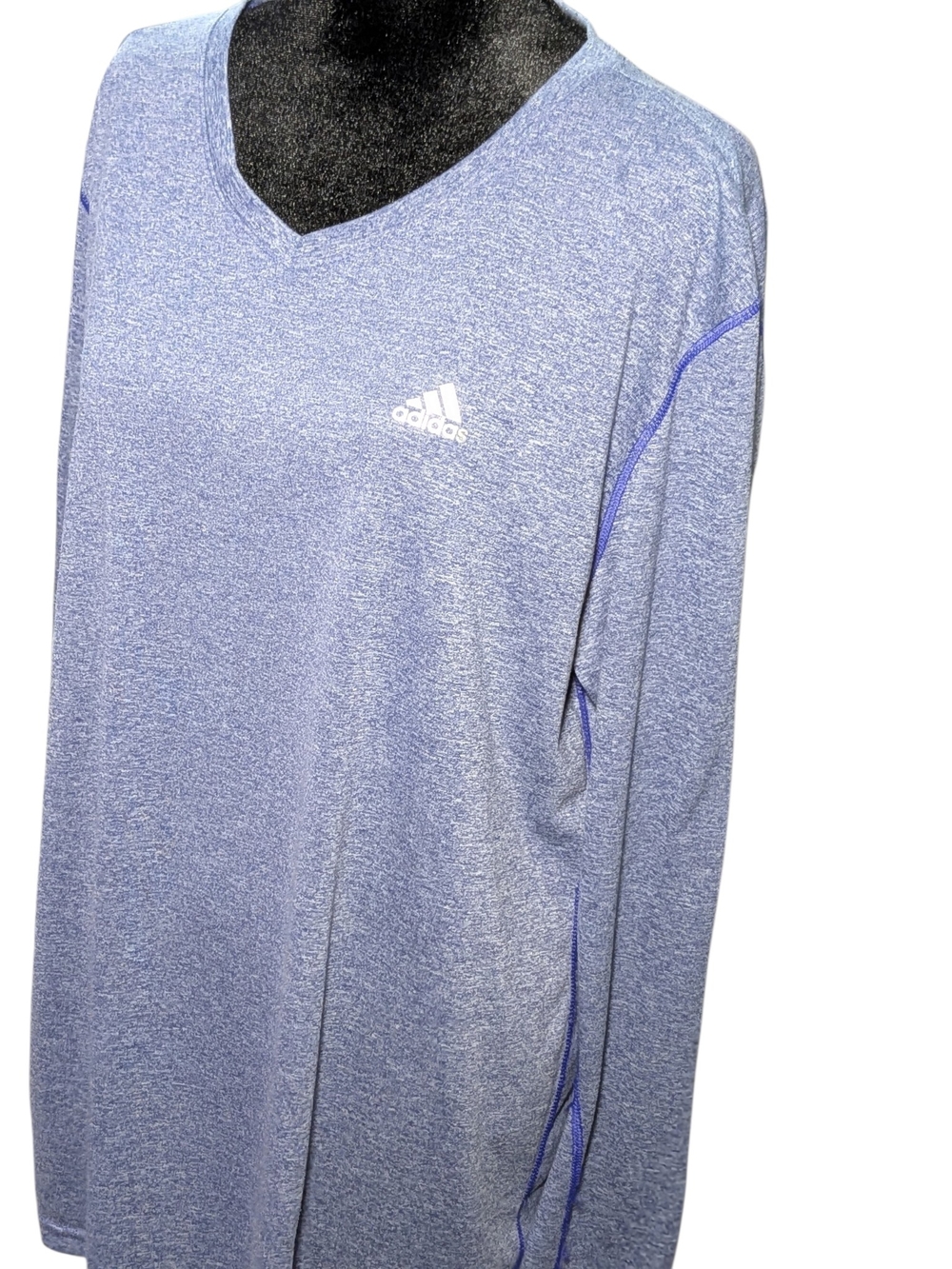 Adidas Climalite Women's XL Long Sleeve V-Neck Athletic Top Heather Purple/Blue
